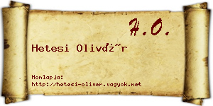 Hetesi Olivér névjegykártya